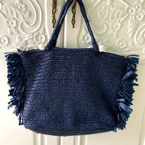 Cleobella Navy Blue Fringe Bag